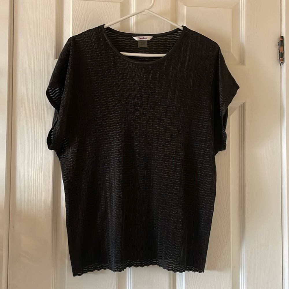 Black textured goth dressy blouse top tee